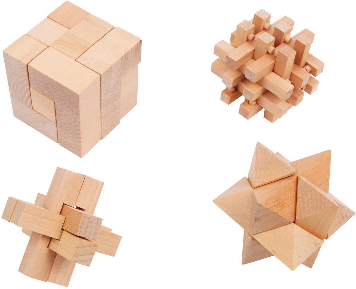 Puzzles cérébraux en bois de petit pied, ensemble de 4