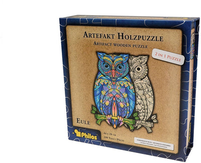 Philos puzzle en bois animaux 2 en 1 hibou puzzle 199 pièces.