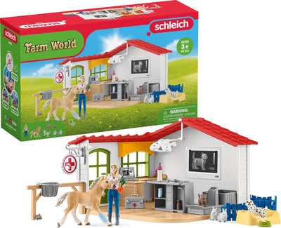 Schleich Farm World Play Figure Set - Pratique vétérinaire et animaux de compagnie - Jouets pour enfants - à partir de 5 ans - 27 pièces - 42502