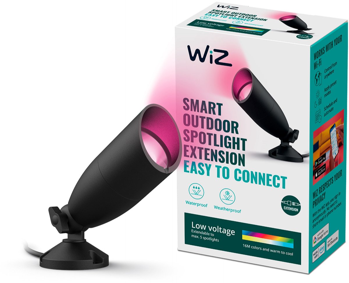 Lampe d'extérieur Wiz - kit d'extension de spot au sol - lumière colorée et blanche - éclairage LED intelligent - 12v - noir