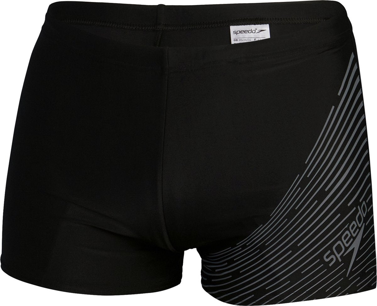Speedo medley logo aqua short men's sports swim trunks - black gray