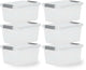 Boîte de rangement à clips Iris storage - 4,5l - compacte - empilable - plastique - gris transparent - lot de 6