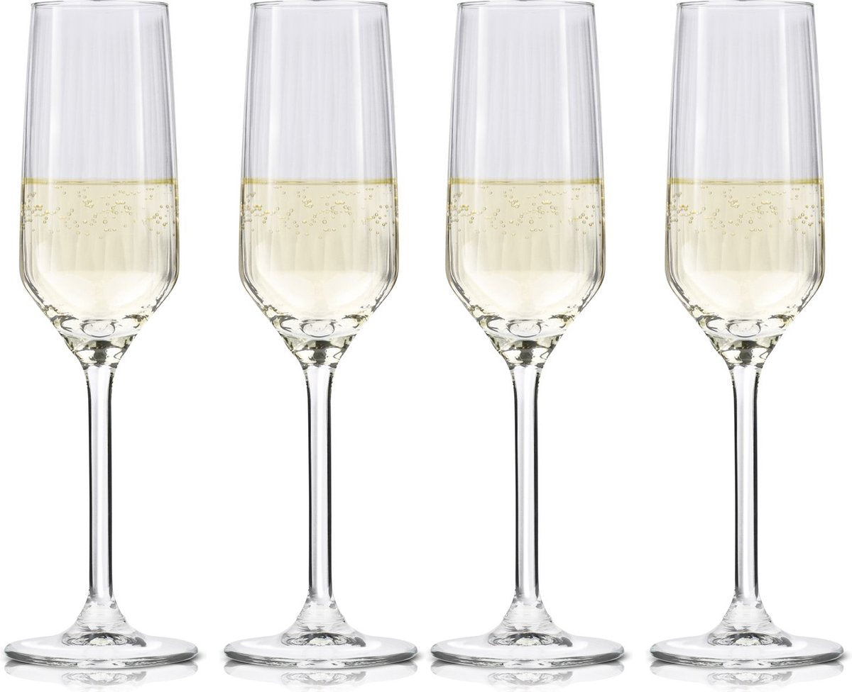 Verres à champagne Alpina 22cl - ensemble de verres à champagne 4 pièces - convient également comme verres à cava et prosecco - flûtes à champagne - ensemble de verres lavables au lave-vaisselle