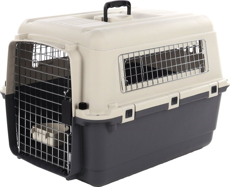 Boîte de transport Flamingo chien m 67×53×47 cm – cage de transport nomade gris foncé