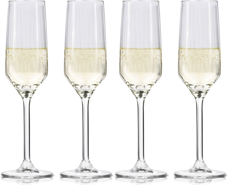 Verres à champagne Alpina 22cl - ensemble de verres à champagne 4 pièces - convient également comme verres à cava et prosecco - flûtes à champagne - ensemble de verres lavables au lave-vaisselle