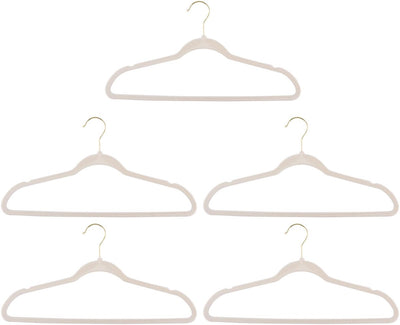 Cintres Alpina 10 pièces - cintres antidérapants avec revêtement en velours - cintre pour pantalons et chemises - cintres avec crochet doré - crème