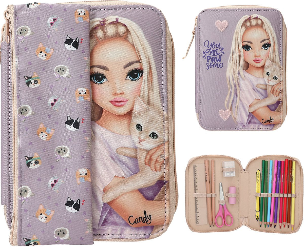 Depesche - trousse à crayons top model basic duo - minou et chien