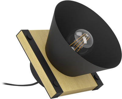 Lampe de table Eglo maccles - e27 - 15 cm - noir|marron - acier|bois