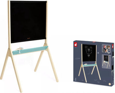 Tableau Janod - tableau magnétique classique - double face : 1 face unie et 1 face grille magnétique - livré avec 20 aimants et 1 livret de jeu pour s'amuser 24h/24 et 7j/7 ! - convient à partir de 3 ans