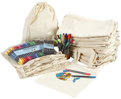 Creativ company group ensemble de sacs à dos et sacs avec marqueurs, taille 27,5x30 cm, différentes couleurs, 1 set