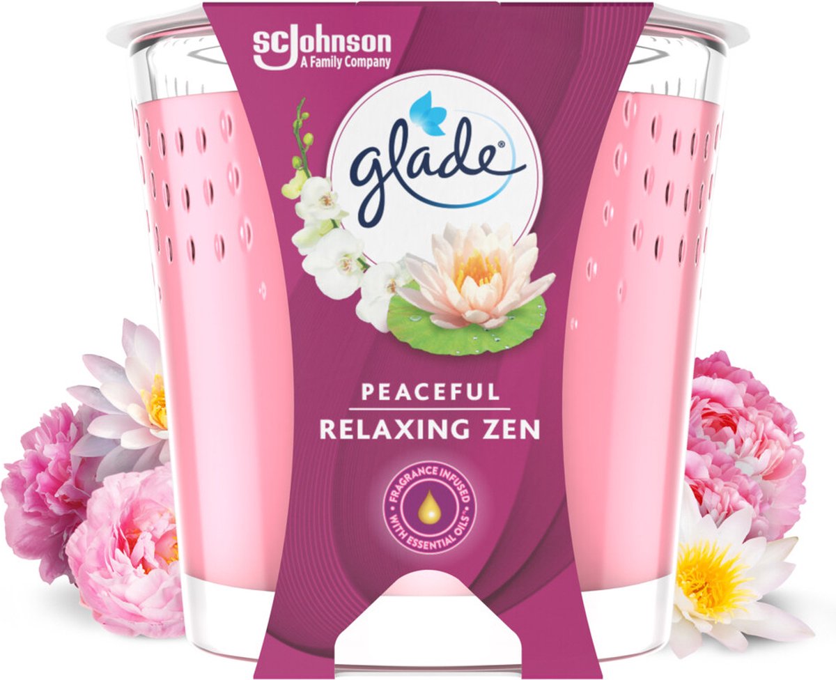 Bougie parfumée Glade relaxant zen 100% cire de colza - 112 gr
