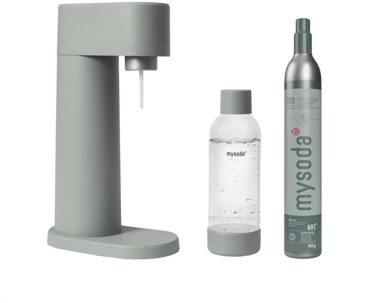 Mysoda Woody Pigeon - Machine à eau gazeuse en biocomposite écologique - avec bouteille d'eau cylindrique de CO2