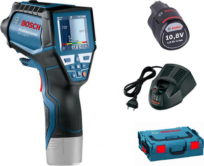Détecteur thermique Bosch gis 1000 c (batterie 1x12v 1,5 ah + chargeur al 1130 cv)