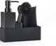 Zone Denmark set de vaisselle 19 x 6 x 20,5 cm avec torchon, distributeur de savon en céramique, brosse à vaisselle et organiseur de cuisine - 4 pièces noir - set de vaisselle
