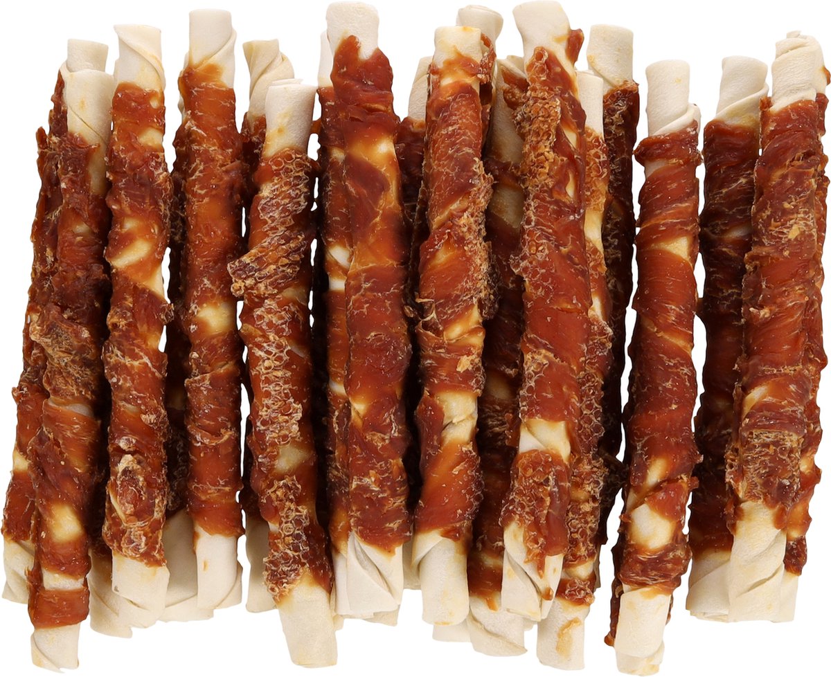 Snack pour chien Flamingo – r'hide stick au poulet 25cm – 25 pièces – snacks pour chien sans gluten et sans sucre – 2kg