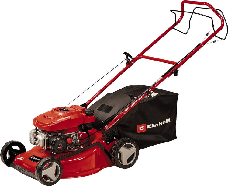 Tondeuse à gazon thermique Einhell GC-PM 46 5 s - 132 cm³ - 2 kW - 4 temps - largeur de coupe : 46 cm - superficie de pelouse recommandée : jusqu'à 1400 m² - bac de collecte 65 l - hauteur de coupe : 25-80 mm