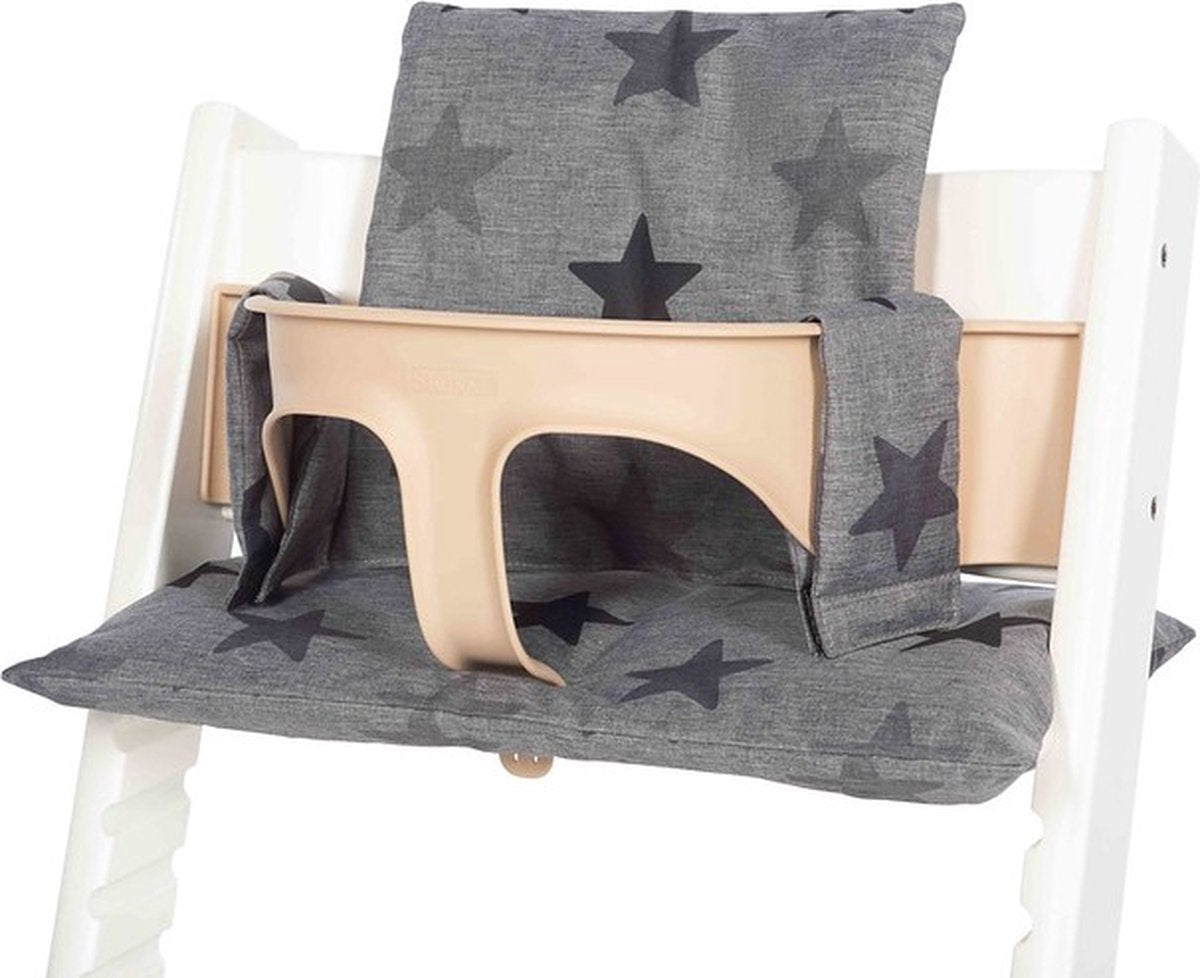 Ensemble de coussins pour chaise haute Dooky - convient à la chaise Tripp Trapp - étoiles grises