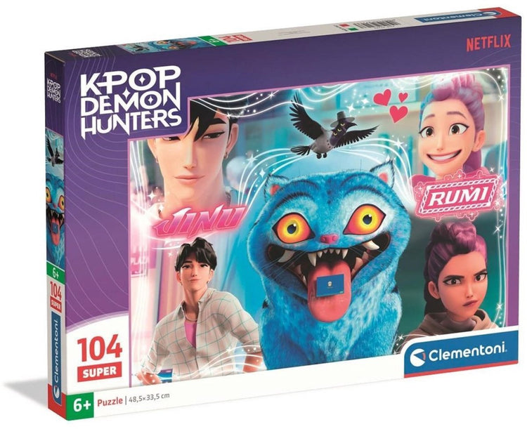 Puzzle chasseurs de démons K-pop maxi 104 pièces par clementoni supercolor - kpop huntrix - puzzle k pop cadeau pour les enfants à partir de 6 ans