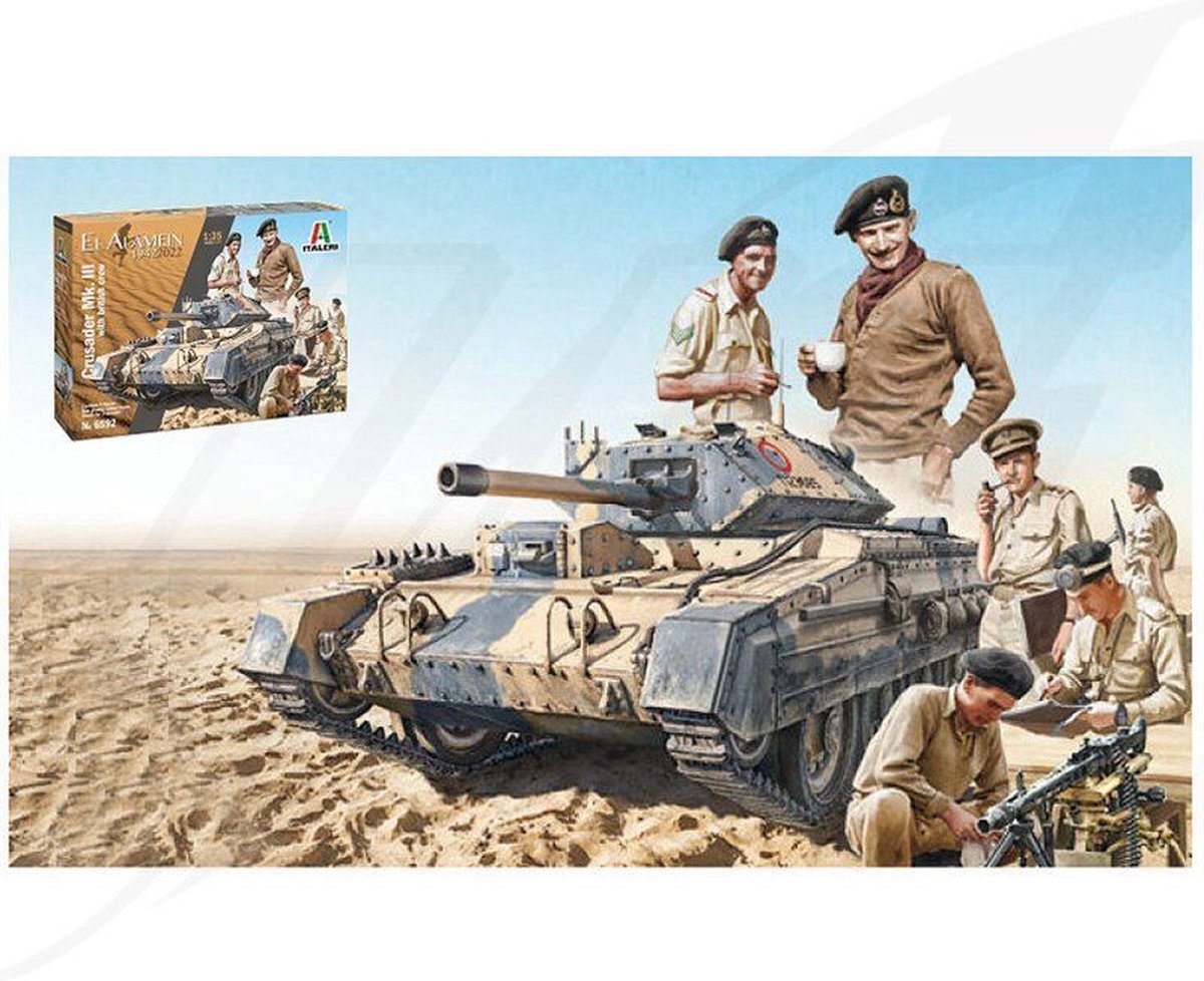 Maquette Italeri véhicules militaires - 6592 crusader mk. iii avec équipage britannique en plastique - 1:35 - maquette