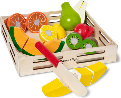Melissa Doug - Coffret de fruits à découper - l'original (nourriture en bois, caisse en bois, 17 pièces de jeu, superbe cadeau pour filles et garçons - idéal pour les enfants de 3, 4 et 5 ans)