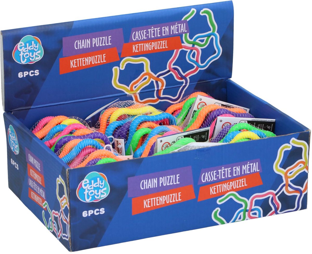 Eddy toys puzzle chaîne 6 pièces - coffret casse-tête en métal - lot de 6 puzzles en métal - multicolore - boîte de présentation