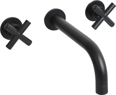 Robinet pour lavabo en croix Plieger - robinet pour lavabo à encastrer - noir mat - poignée en croix