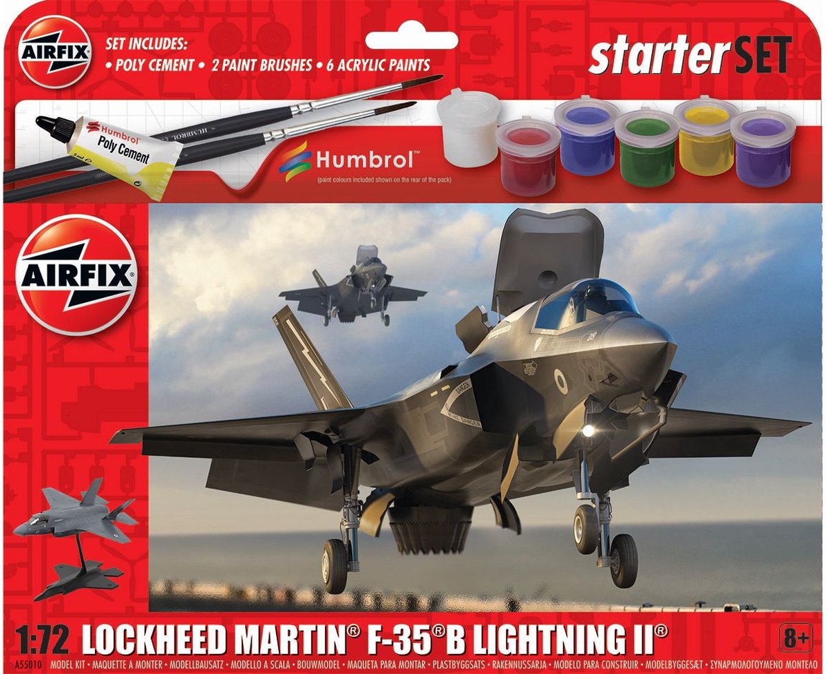 Kit de construction de maquettes Airfix véhicules militaires - 55010 lockheed martin f-35b Lightning II - kit de démarrage en plastique - 1:72 - modélisme