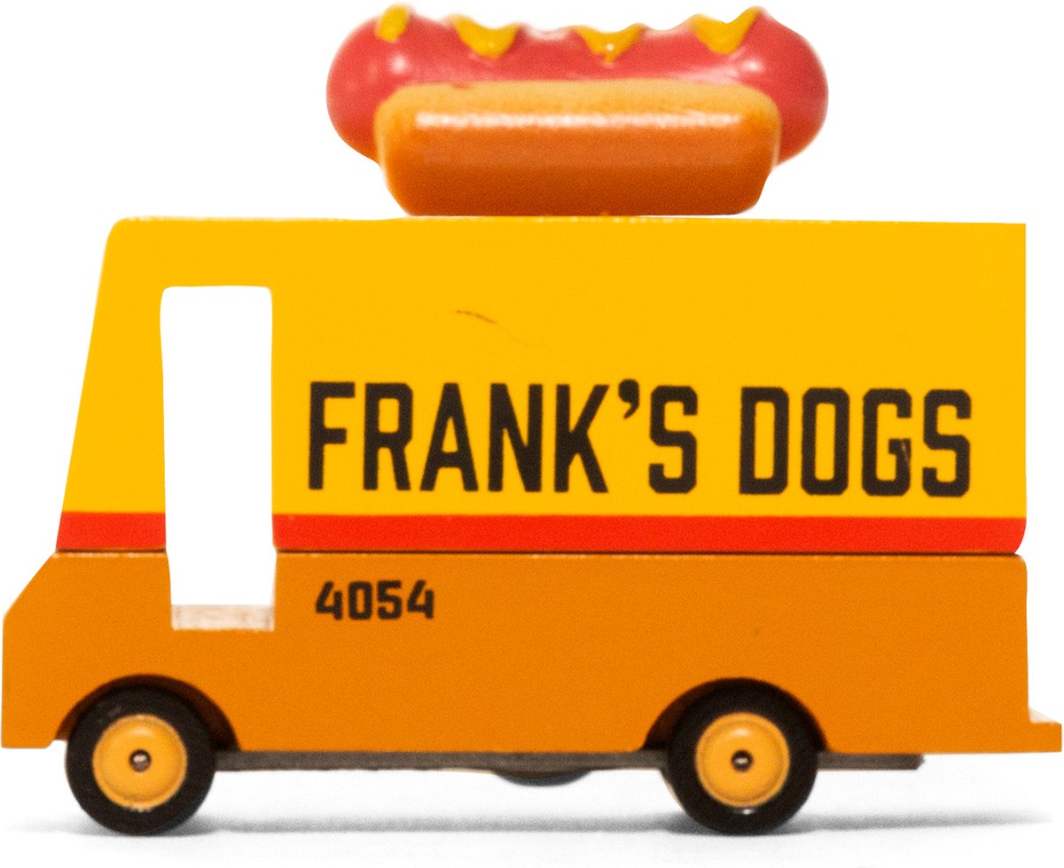 Candylab Toys Candy Car Vans : fourgon à hot dog (f171) 8,4 x 4,1 x 6,5 cm, moulé sous pression en bois, dans une boîte cadeau, 3+