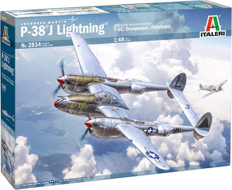 Italeri – kit de construction d'avions – 2834 lockheed p-38j Lightning – avion à hélice en plastique – 1:48 – modélisme