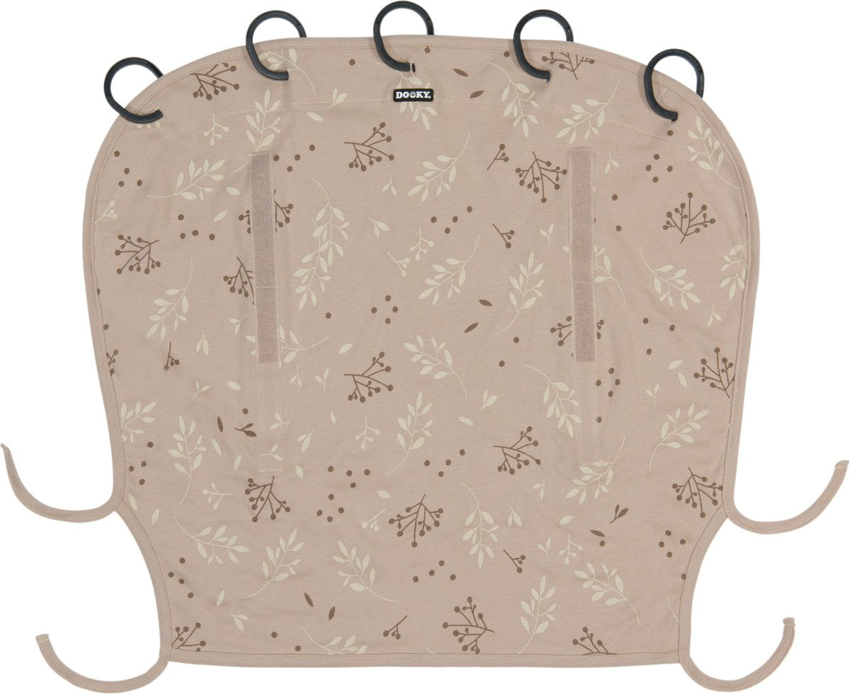Dooky housse universelle pare-soleil poussette - protection UV pour votre enfant - poussette pare-soleil - feuilles romantiques beige