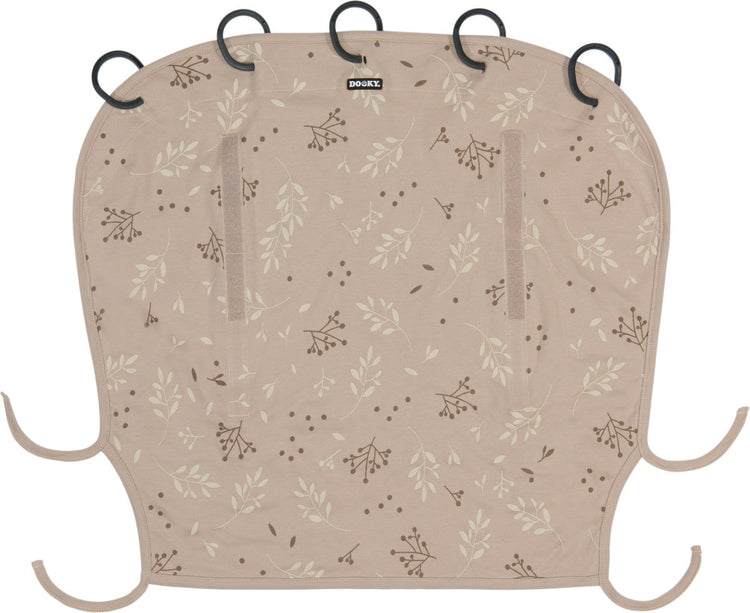 Dooky housse universelle pare-soleil poussette - protection UV pour votre enfant - poussette pare-soleil - feuilles romantiques beige
