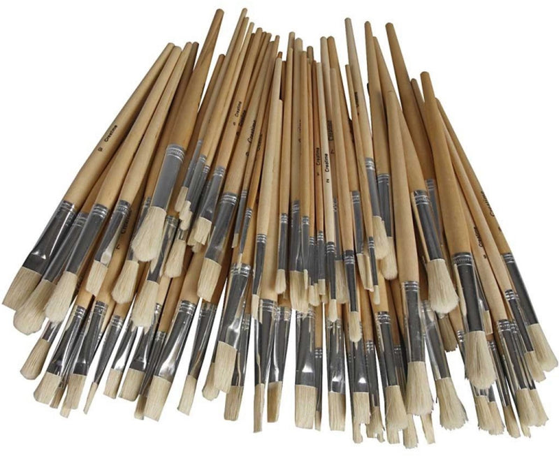 Pinceaux Creativ company nature line, taille 1+2+3+4+5+6+7+8+9+10, l : 19,5-23 cm, l : 4-17 mm, plats, ronds, 80 pièces 1 boîte
