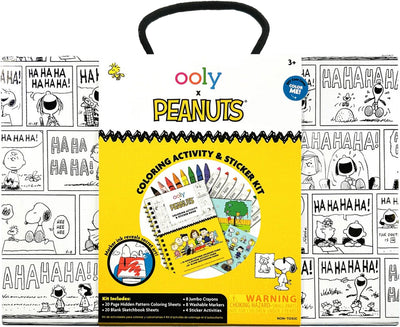 Ooly - x Peanuts - Ensemble de coloriage et autocollants Snoopy - 8 marqueurs lavables et crayons de couleur