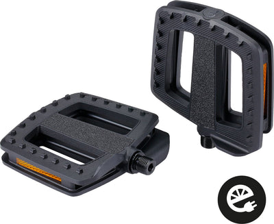 Bbb cycling pédales de vélo antidérapantes - ergobase nylon - certifié e-bike - ergonomique - pédales de vélo universelles : vélos cargo électriques - noir - pédales plates - bpd-47