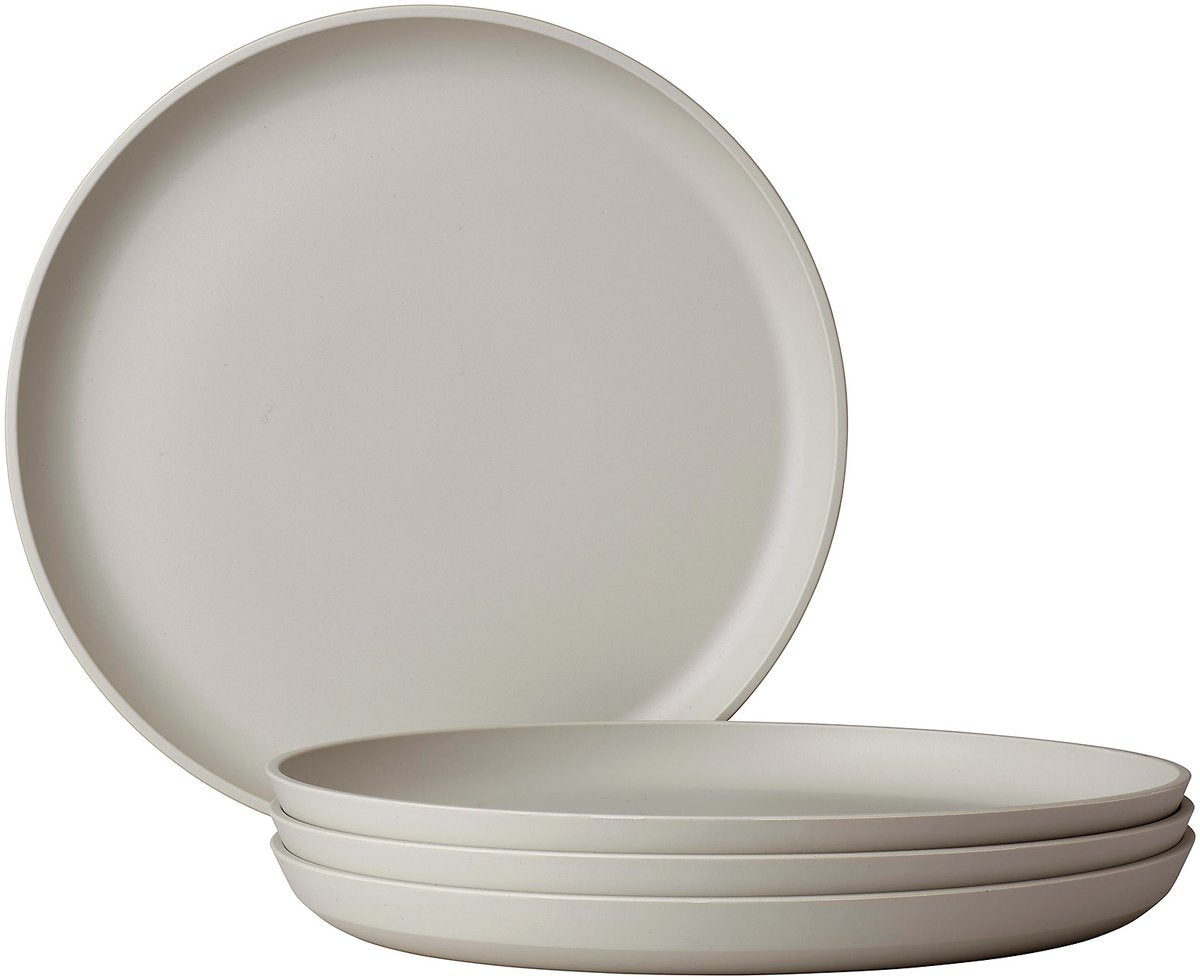 Assiette petit-déjeuner Mepal silueta - 4 pièces - assiettes de camping - blanc nordique