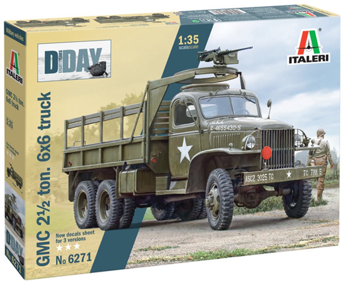 Maquette Italeri véhicules militaires - 6271 gmc 2 1 2 tonnes. Camion 6x6 -Jour J 80e anniversaire- plastique - 1:35 - construction de modèles