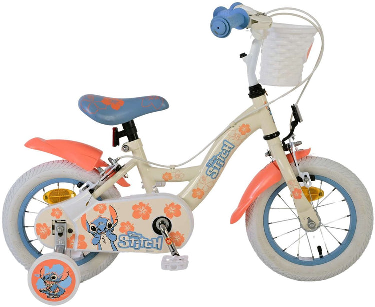Stitch Stitch Children's Bike Girls 12 pouces Two Hand freins crème Coral bleu