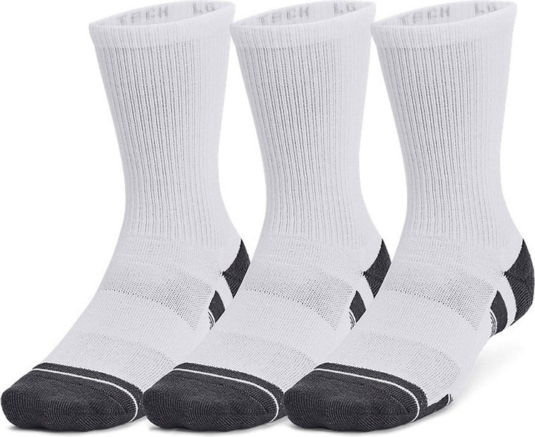 Under armour ua performance tech 3pk crew-wht chaussettes de sport unisexes - blanc - gris jet