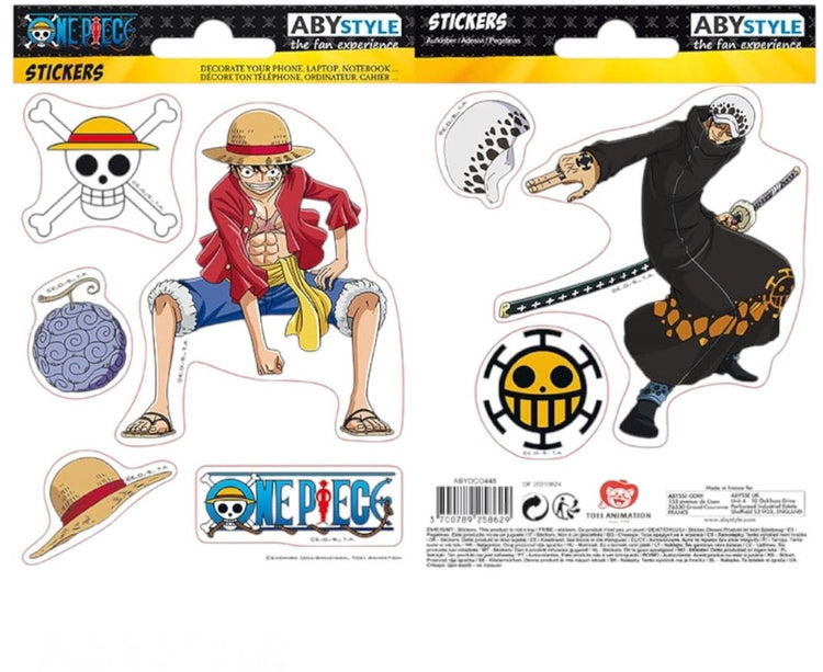 One Piece - autocollants - 16x11cm 2 feuilles - loi luffy x5