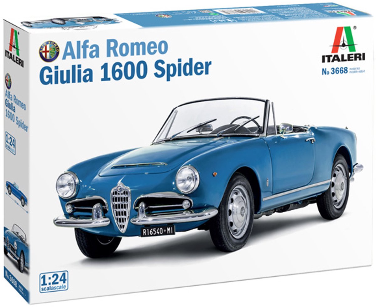 Italeri maquette véhicule militaire - 3668 alfa romeo giulia 1600 spider - voiture plastique - 1:24 - modélisme