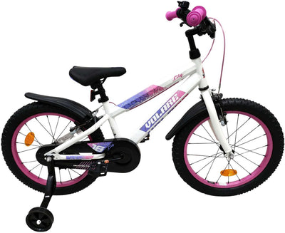 Vélo enfant Volare Lily - filles - 18 pouces - blanc rose violet - deux freins à main