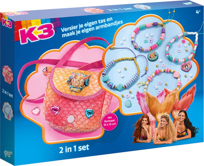 Totum k3 2 en 1 kit de bricolage sirène 4 fabriquer des bracelets et décorer un sac à main 15 x 13 cm 300 pièces studio 100 jouets créatifs filles conseil cadeau junior