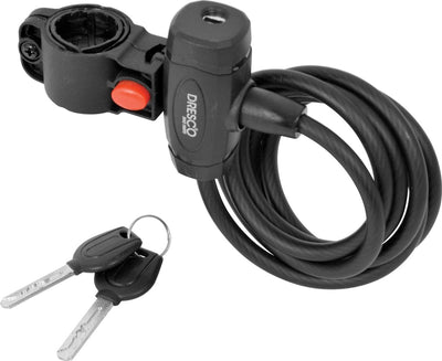 Câble antivol Dresco 150 8 - verrou spiralé - 150cm - rond 8mm - avec support - noir mat