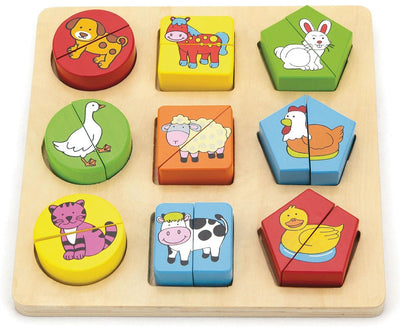 Vigatoys viga toys - puzzle de ferme aux formes géométriques