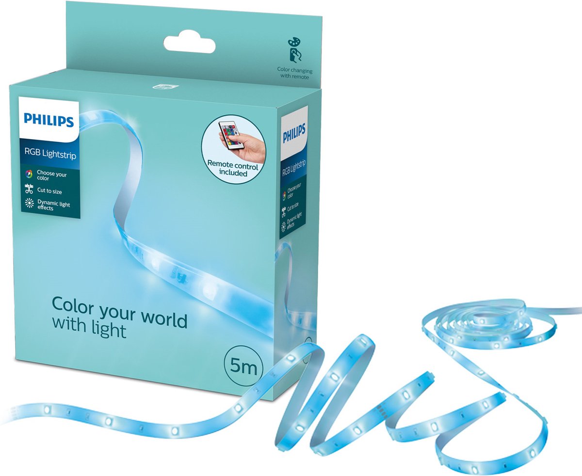 Bande LED Philips - longueur 5 m - facile à découper - avec bande adhésive de 3 m - RVB