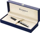 Stylo à bille Waterman hémisphère | noir brillant avec bord chromé | point moyen | encre bleue | emballage cadeau