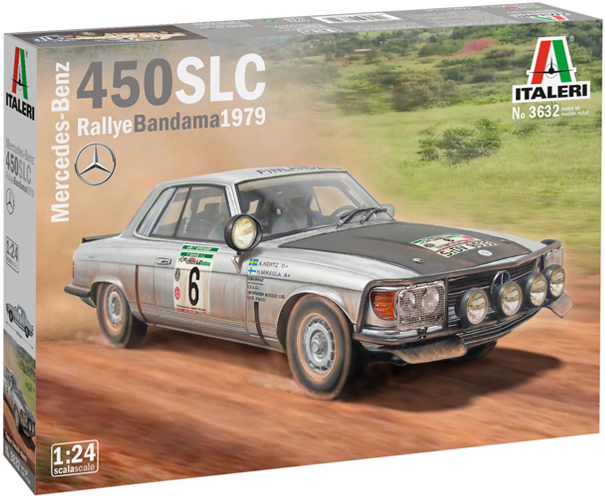 Italeri modèle kit voiture - 3632 mercedes-benz 450slc rallye bandama 1979 plastique - 1:24 - modélisme