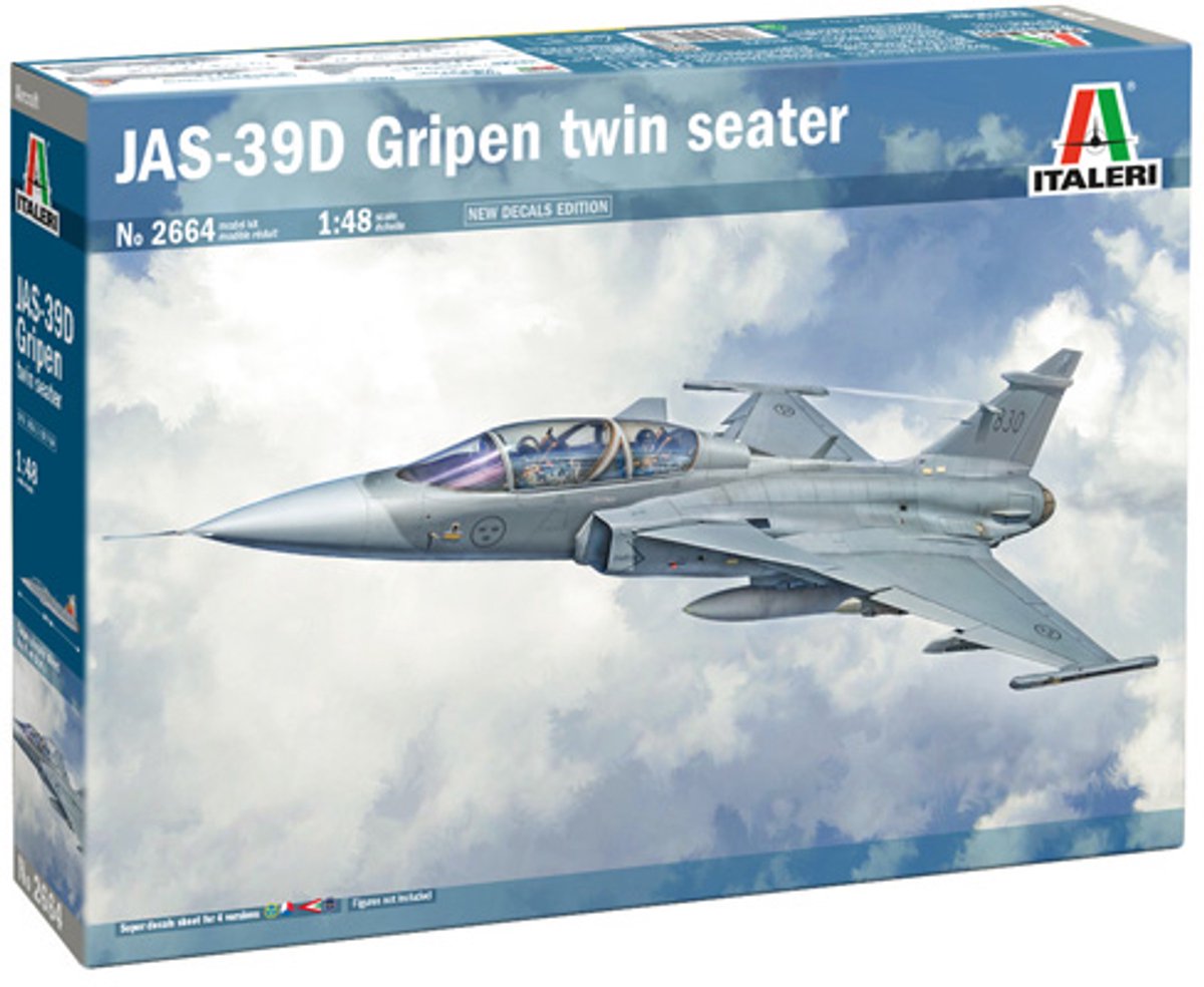 Italeri maquette avion - 2664 saab veste 39 gripen biplace - avion de chasse en plastique - 1:48 - modélisme
