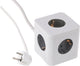 Multiprise Q-link - cube - 5 prises - mise à la terre - 3 x 1,5 mm² - 1,5 m - blanc gris