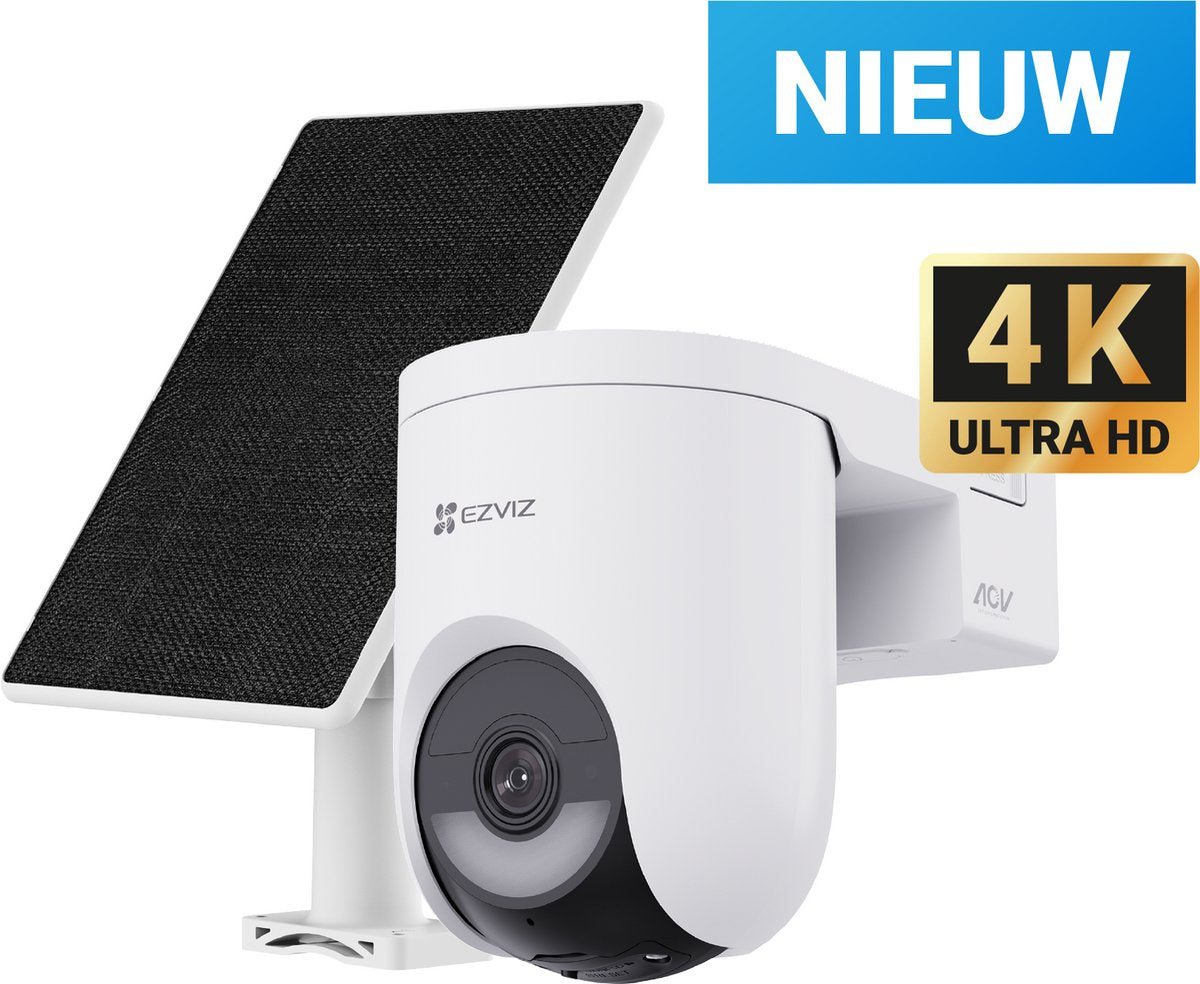 Kit Ezviz HB8 Lite 4K - Caméra de sécurité solaire extérieure - Caméra PTZ - Vue 360°, Détection intelligente, Voix bidirectionnelle - Installation facile - Compatible avec Amazon Alexa et Google Assistant - Suivi AI - Pas de frais mensuels